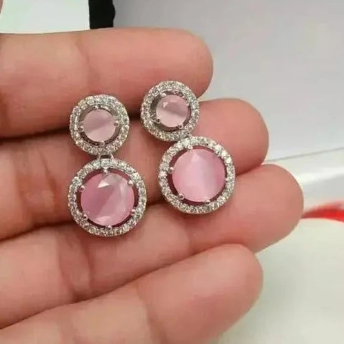 Two Circled Stone Earrings