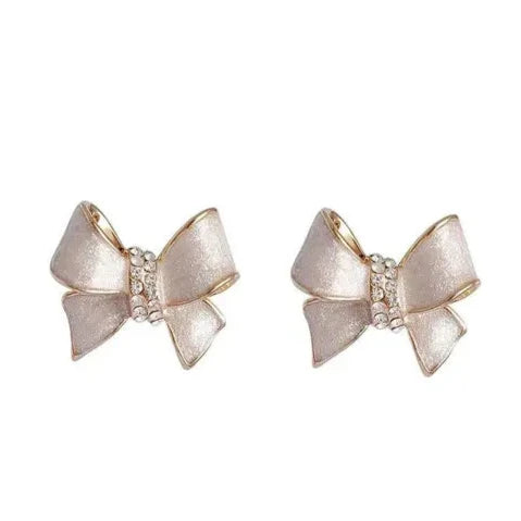 Bow stone stud earrings