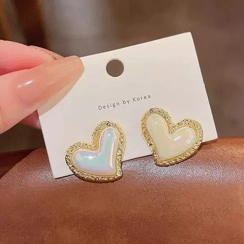 White Heart Stud Earrings