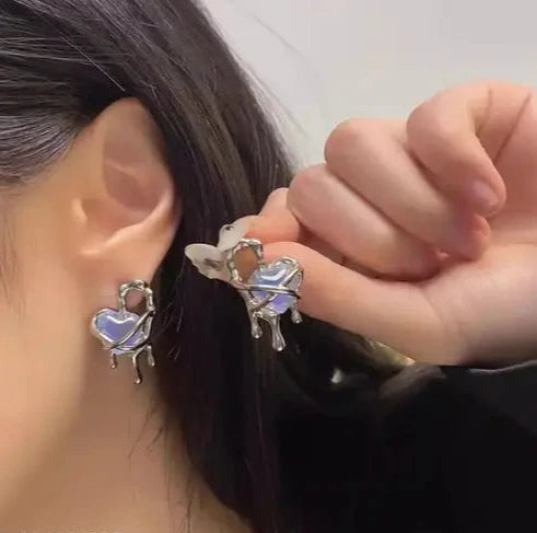 Trendy Heart Crystal Korean Earrings