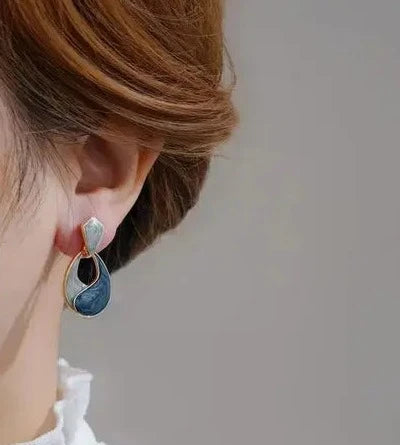 Enamel Waterdrop Geometric Earrings