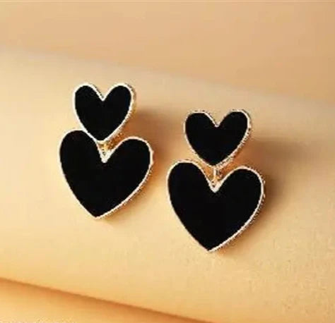 Double Heart Drop Earrings